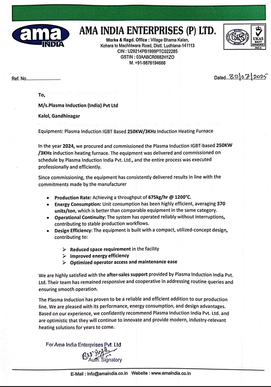 AMA INDIA ENTERPRISES P. LTD. (250KW)